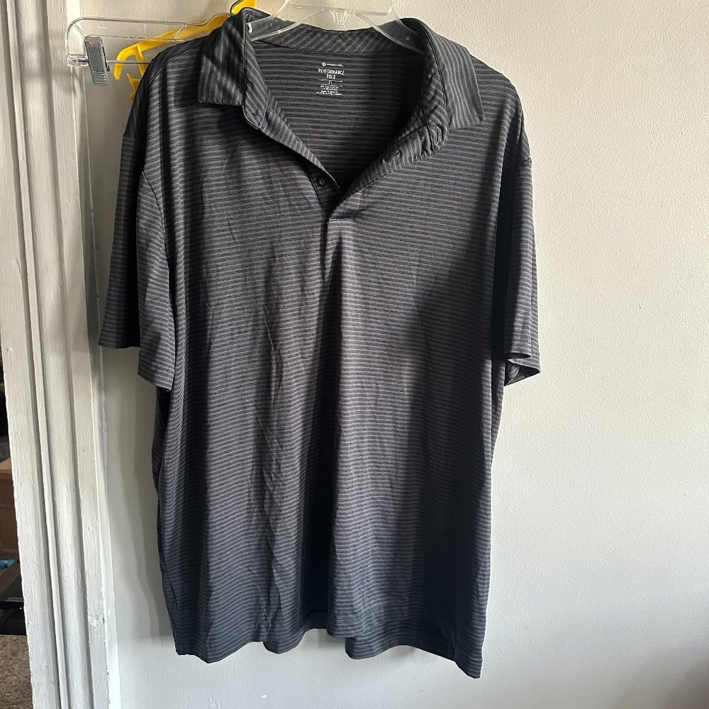 Gray stripped golf polo